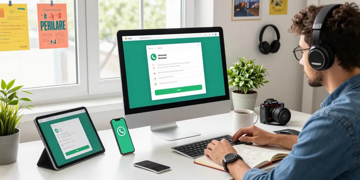 Accessing WhatsApp網頁版 on a desktop with engaging workspace elements.