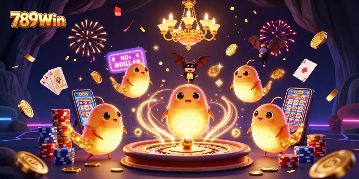 Experience the excitement of 789Win with vibrant games and glowing casino elements.