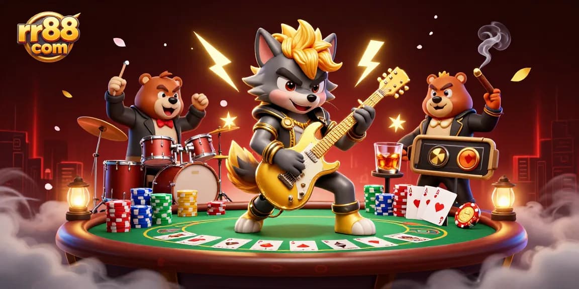 Experience thrilling gameplay at rr88 com with an electrifying casino illustration featuring dynamic characters and vibrant elements.