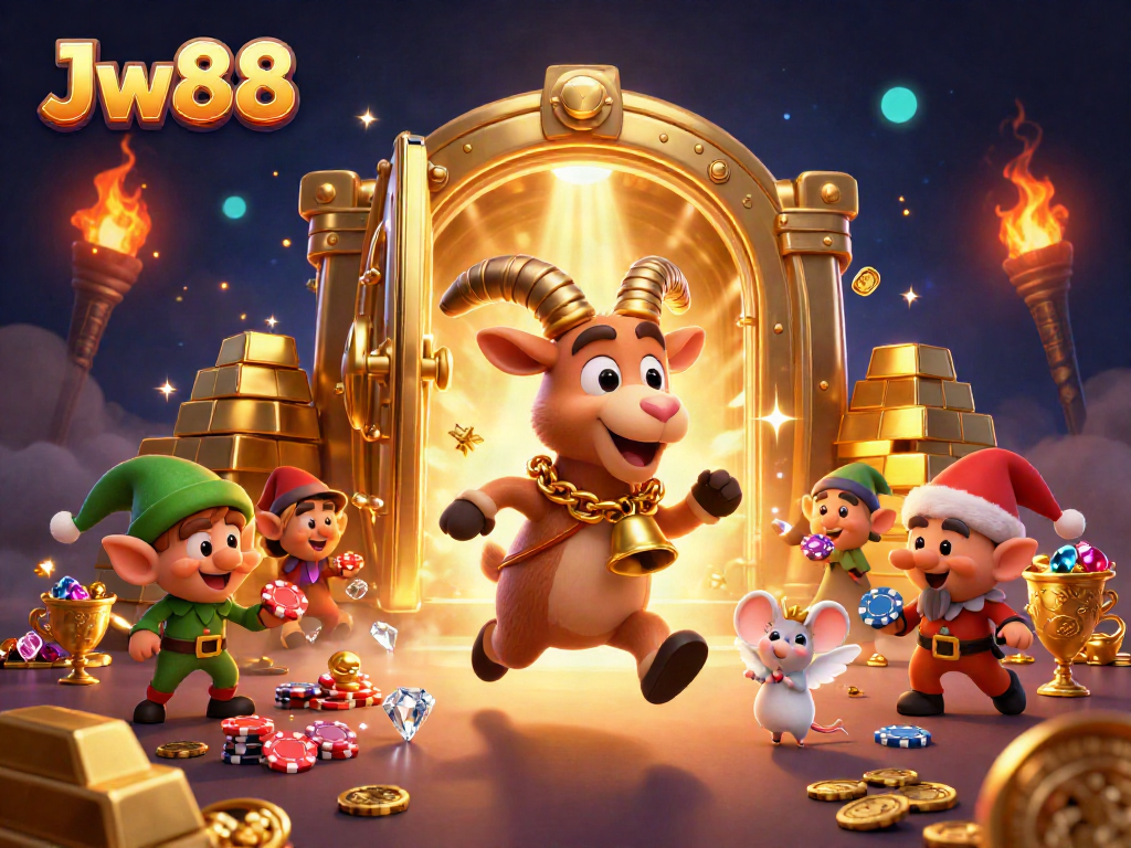 Experience thrilling wins at Jw88 in an ultra-detailed 3D casino illustration.