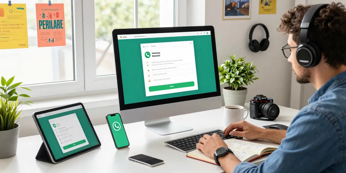 Accessing WhatsApp網頁版 on a desktop with engaging workspace elements.