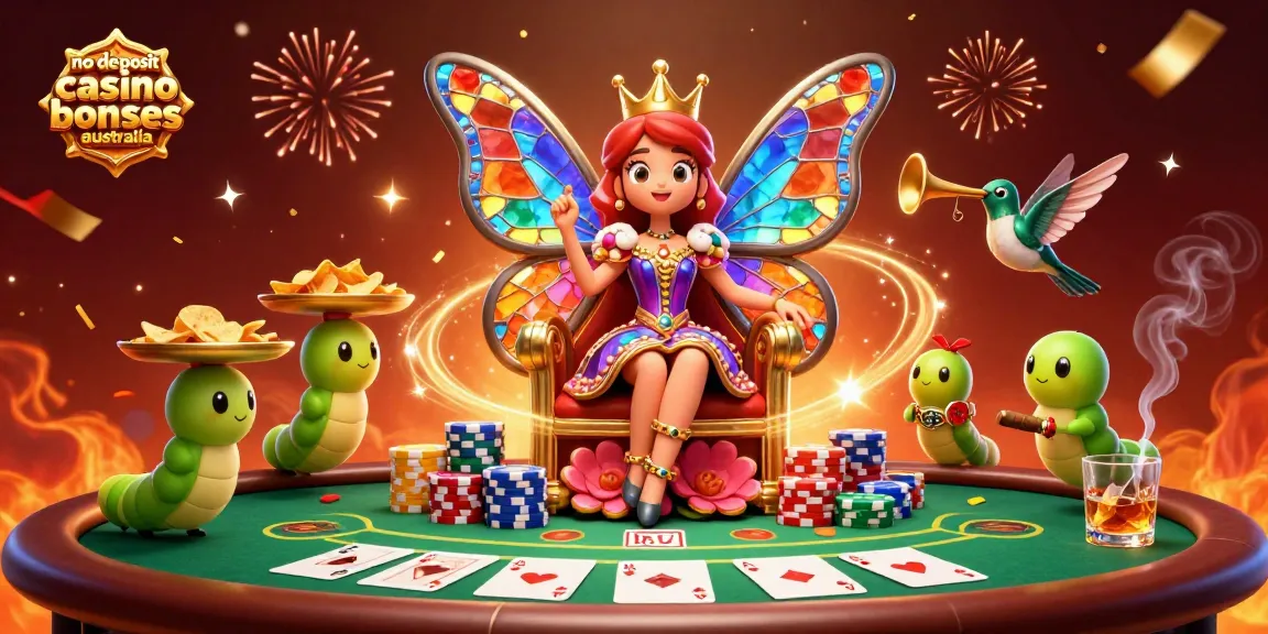 Experience no deposit casino bonuses australia with colorful, vibrant casino-themed illustration representing excitement and rewards.