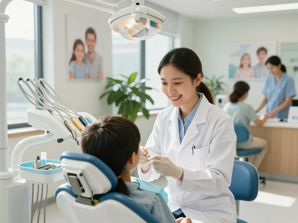 Dental office scene showing dentist near me caring for a patient in a welcoming atmosphere.