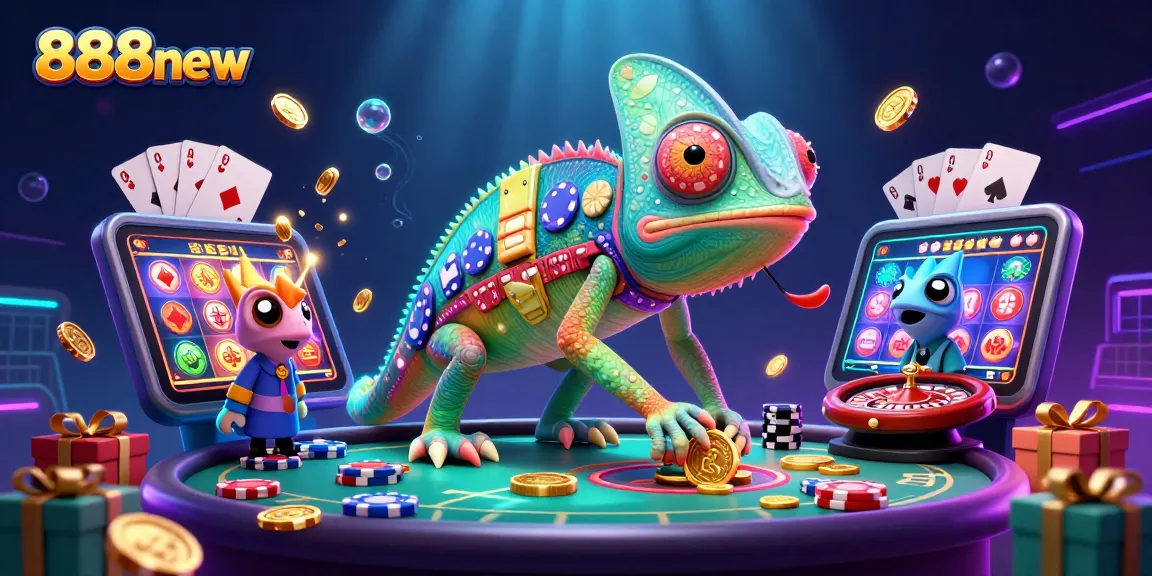 Spin the reels with 888new's vibrant slot scene featuring golden coins and poker chip action!