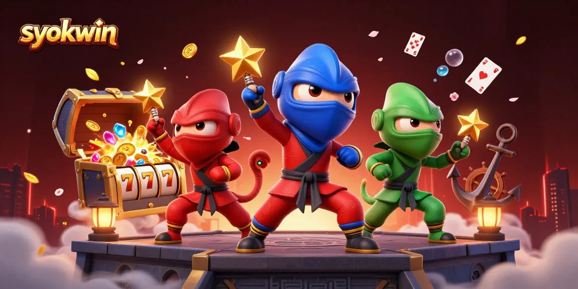 Experience stunning gameplay at Syokwin with ninja chameleons showcasing action, slots, and dazzling visuals.