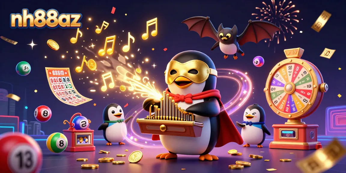 Experience vibrant gaming with nh88az as the penguin plays and coins flow at this lively casino scene.