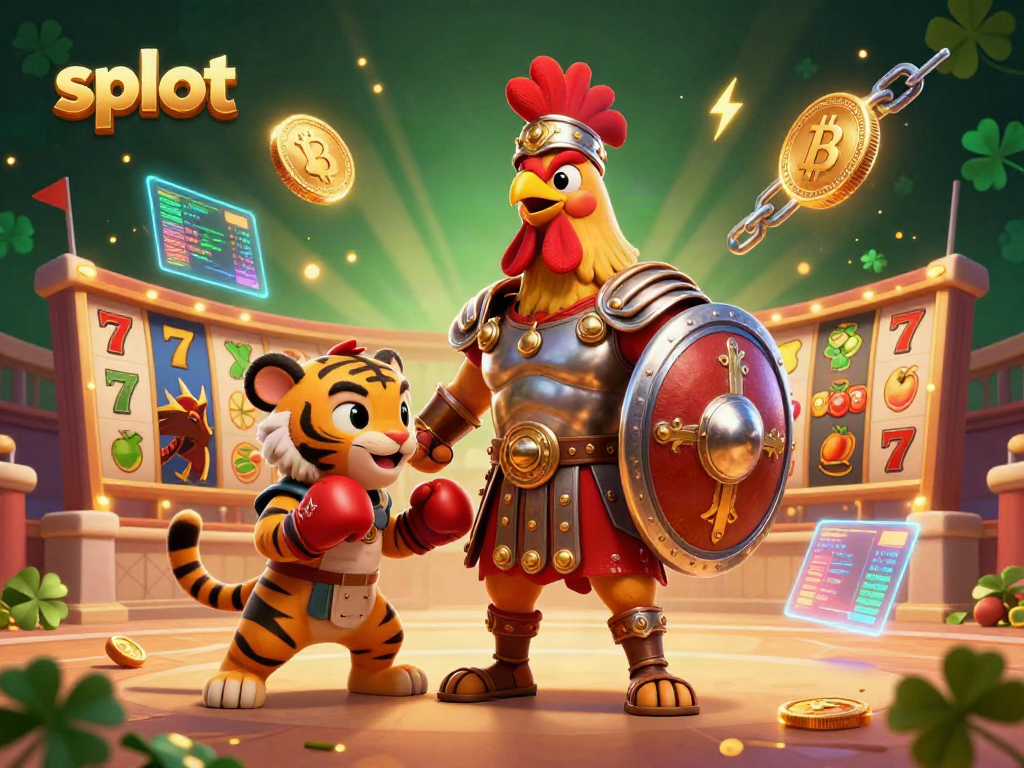 Engage with slots featuring thrilling characters as a 3D rooster gladiator and tiger cub amidst jackpot reels.