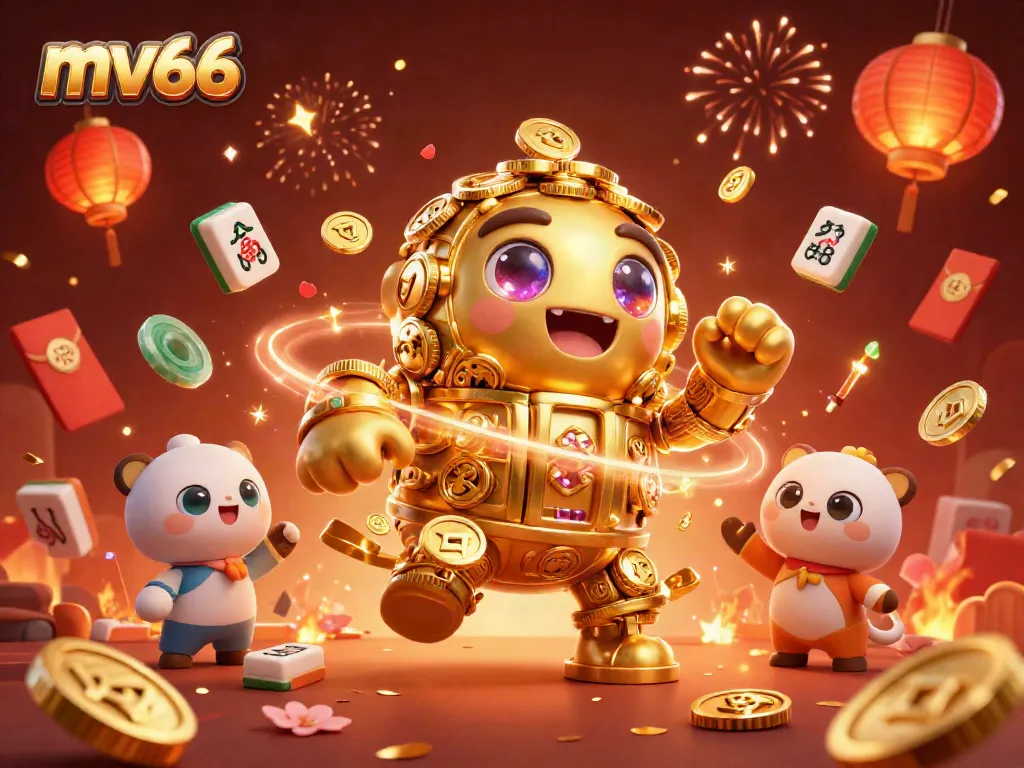 Experience thrilling gameplay at mv66 with golden golems, slot symbols, and vibrant casino elements