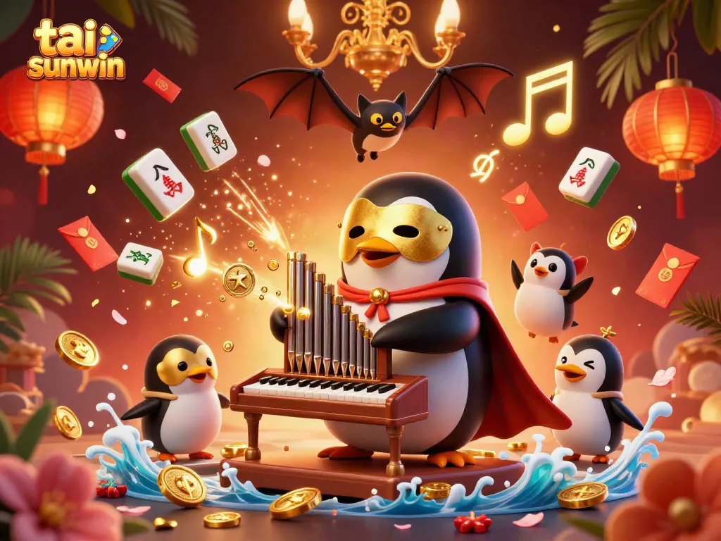 Play the exciting game tai sunwin with a colorful, immersive 3D casino scene full of animated characters and elements.