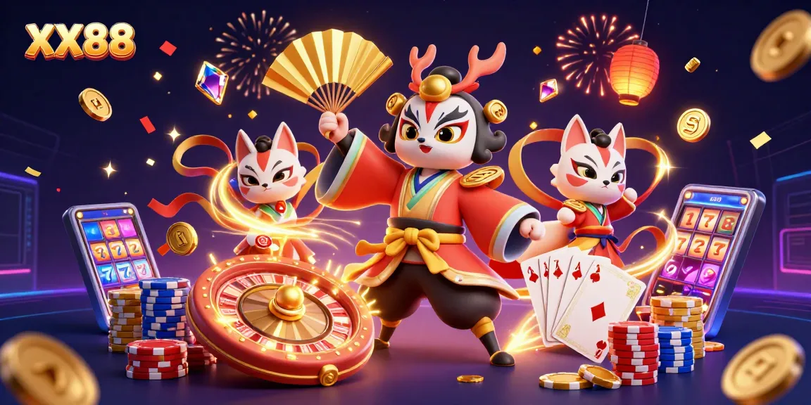 Engage with high-stakes gaming at XX88 featuring vibrant casino elements and characters.