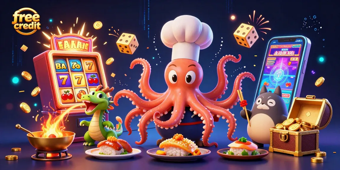 Spin and win with free credit offers from vibrant online casino characters and exciting game symbols.