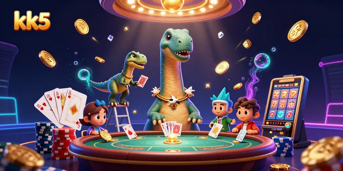 kk5's vibrant casino scene featuring unique characters and exciting gaming elements.