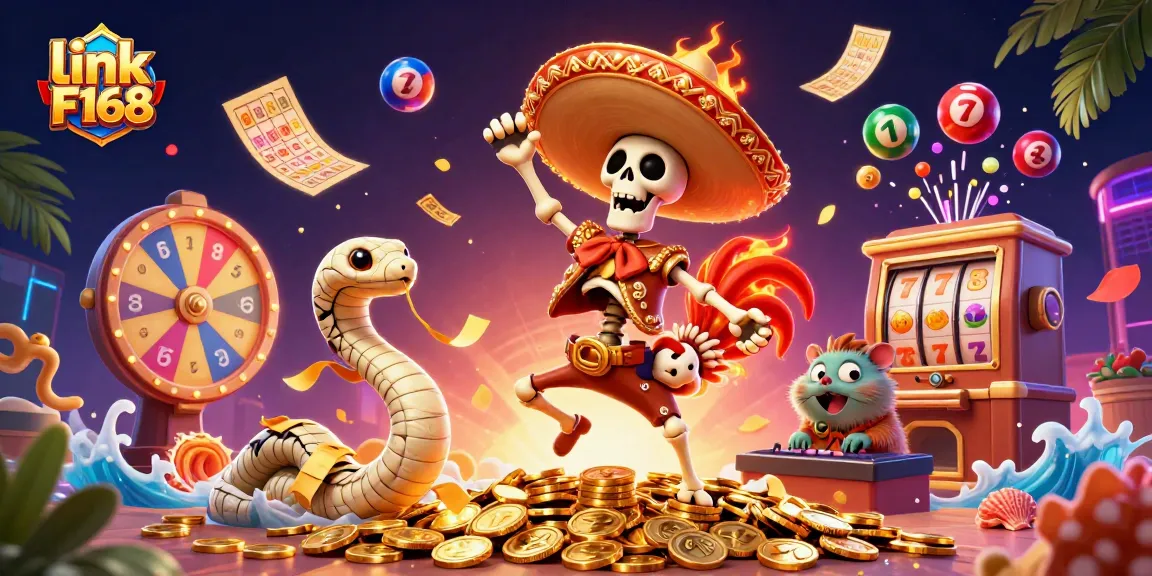 Enjoy thrilling wins with link F168 while colorful balls bounce among extravagant casino elements.